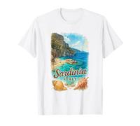 Cerdeña Italia Acuarela Playa Viaje Recuerdo Camiseta