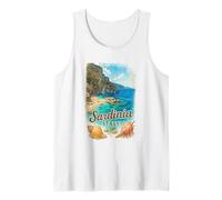 Cerdeña Italia Acuarela Playa Viaje Recuerdo Camiseta sin Mangas