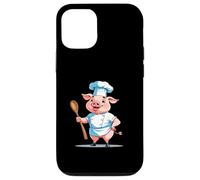 Cerdito cocinero cartoon con gorro y cuchara Carcasa para iPhone 12/12 Pro