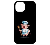 Cerdito cocinero cartoon con gorro y cuchara Carcasa para iPhone 14