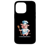 Cerdito cocinero cartoon con gorro y cuchara Carcasa para iPhone 14 Pro Max