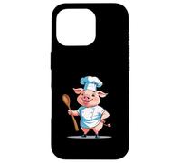Cerdito cocinero cartoon con gorro y cuchara Carcasa para iPhone 16 Pro