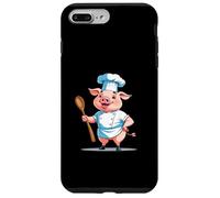 Cerdito cocinero cartoon con gorro y cuchara Carcasa para iPhone 7 Plus/8 Plus