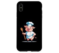Cerdito cocinero cartoon con gorro y cuchara Carcasa para iPhone XS Max