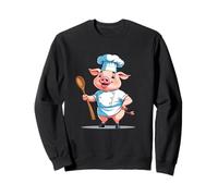 Cerdito cocinero cartoon con gorro y cuchara Sudadera