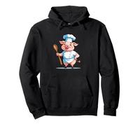 Cerdito cocinero cartoon con gorro y cuchara Sudadera con Capucha