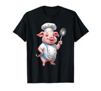 Cerdito Cocinero Divertido con Cuchara de Cocina Camiseta