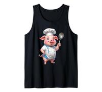 Cerdito Cocinero Divertido con Cuchara de Cocina Camiseta sin Mangas