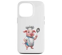 Cerdito Cocinero Divertido con Cuchara de Cocina Carcasa para iPhone 13 Pro