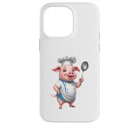 Cerdito Cocinero Divertido con Cuchara de Cocina Carcasa para iPhone 14 Pro Max