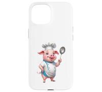 Cerdito Cocinero Divertido con Cuchara de Cocina Carcasa para iPhone 15