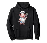 Cerdito Cocinero Divertido con Cuchara de Cocina Sudadera con Capucha
