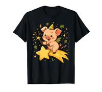 Cerdito de la Suerte Año Nuevo Estela Estrella Arte Cute Camiseta
