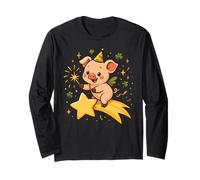 Cerdito de la Suerte Año Nuevo Estela Estrella Arte Cute Manga Larga