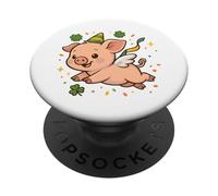 Cerdito Suerte Año Nuevo trébol gorrito alas Bonito PopSockets PopGrip Adhesivo