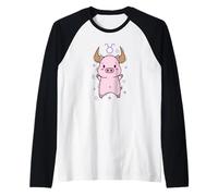 Cerdito Tauro Signo del zodiaco Camiseta Manga Raglan