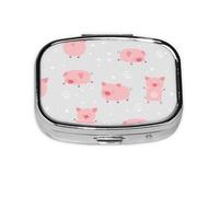 Cerditos lindos alegres, Pastillero cuadrado para bolsillo o monedero, pequeño contenedor de pastillas, organizador de pastillas de viaje