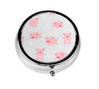 Cerditos lindos alegres, Pastillero, Pastillero redondo Pequeño contenedor de pastillas Organizador de pastillas de viaje