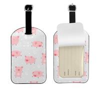 Cerditos lindos y alegres,Etiquetas de equipaje de cuero sintético con nombre, etiquetas de viaje duraderas, 2 unidades