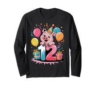 Cerdo 12 cumpleaños niño niña 12 años duodécimo doce Cerdo Manga Larga