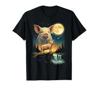 Cerdo Aullando a la Luna Meme Funny 90's Pig Farm Animal Camiseta