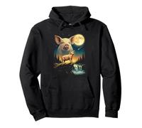Cerdo Aullando a la Luna Meme Funny 90's Pig Farm Animal Sudadera con Capucha