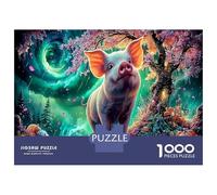 Cerdo Cielo Estrella 1000 Piezas Puzzle - Cartón Relajante Whimsical Cosmic Animal Ver - para Adultos 52x38cm/1000pcs Regalo Ideal