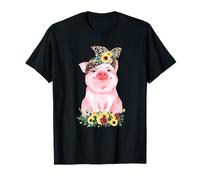 Cerdo con diadema de leopardo flor lindo amante de los cerdos Camiseta