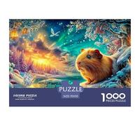 Cerdo de Guinea en una Noche mágica Nevada Puzzle De 1000 Piezas Lindo Cerdo de Guinea Hombres, Mujeres, Ancianos Y Mayores 70x50cm/1000pcs