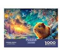 Cerdo de Guinea en una Noche mágica Nevada Puzzle De 1000 Piezas Lindo Cerdo de Guinea Juego De Puzzle Familiar para Todas Las Edades 52x38cm/1000pcs