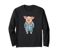 Cerdo en pijama para una noche cómoda y linda Manga Larga