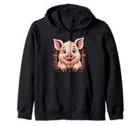 Cerdo Lindo Con Ojos Grandes Animales Divertidos Niños Sudadera con Capucha