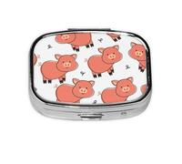 Cerdo lindo de la historieta, Pastillero cuadrado para bolsillo o monedero, pequeño contenedor de pastillas, organizador de pastillas de viaje