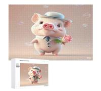 Cerdo Lindo Puzzles Adultos 1000 Piezas de Madera Juguete De Puzzle Desafío Del Cerebro Para Niños, Inteligencia (75×50cm)