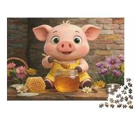Cerdo Lindo Que Come Miel Puzzle 1000 Piezas Pig with Honey Cartón Premium para Parejas Descanso En Casa para Relajarse Oferta Mejor Regalo 38x26cm/1000pcs