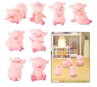 Cerdo Mini Cerdo Figuras 8 Piezas, Decoración de Cerdito Rosa, Resina Pequeños Cerdos, Mini Cerdo Figuras para Año Nuevo, para Decoración de la Torta, Decoración del Hogar, Regalos