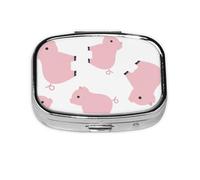 Cerdo rosa, Pastillero cuadrado para bolsillo o monedero, pequeño contenedor de pastillas, organizador de pastillas de viaje