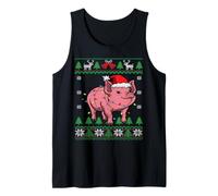 Cerdo Santa Navidad Pig Santa Ugly Christmas Camiseta sin Mangas
