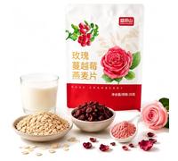 Cereal De Desayuno Instantáneo Con Avena Y Arándanos Rosas, 245 G: Preparación Rápida, Comida Nutritiva Frutas Flores Reales