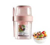 Cereal on the Go - Recipiente portátil de leche y cereales de 38 onzas para llevar con cuchara, taza de cereales duradera, cuenco de sopa reutilizable para frutas, aperitivos, sopas