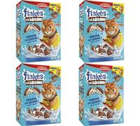 Cereales Cuetara de Chocolate Rellenos de Crema de Leche | Choco Flakes Crujientes de Cacao | Desayuno Dulce para Niños y Adultos | Pack de 4 Cajas