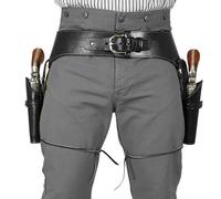 Cereboy Gun Belt PU Western Belt con Doble revólver de Pistola, Cinturones Occidentales de un Solo tamaño para Hombres, Disfraz de Steampunk para la Fiesta de Cosplay de Halloween