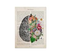 Cerebro arte flor anatomía impresión psicología neurólogo Doctor regalo médico cartel cuadro sobre lienzo for pared clínica decoración del hogar(N039-1,20x25cm No Frame)