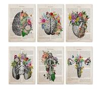 Cerebro arte flor anatomía impresión psicología neurólogo Doctor regalo médico cartel cuadro sobre lienzo for pared clínica decoración del hogar(N039set,10X15cm No Frame)