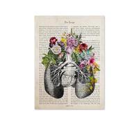 Cerebro arte flor anatomía impresión psicología neurólogo Doctor regalo médico cartel cuadro sobre lienzo for pared clínica decoración del hogar(N039-4,13x18cm No Frame)