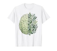 Cerebro Floral Verde Conciencia Salud Mental Crecimiento Mentalidad Camiseta