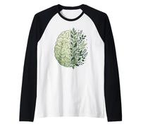 Cerebro Floral Verde Conciencia Salud Mental Crecimiento Mentalidad Camiseta Manga Raglan