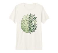 Cerebro Floral Verde Conciencia Salud Mental Crecimiento Mentalidad Camiseta Premium