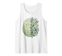 Cerebro Floral Verde Conciencia Salud Mental Crecimiento Mentalidad Camiseta sin Mangas