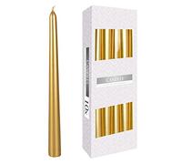 Cereixam | Pack de 10 Velas Candelabro Doradas. Sin Perfume, Sin Goteo. Hechas en España. Pack de 10 color Oro. Decoración de Eventos: Navidad, Bodas, Ceremonias. Tamaño 24,5x2,3cm. Duración: 7 horas